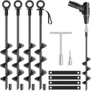 Ground Anchors Heavy Duty Tent Stakes 18 Inch Swing Set Anchors Kit Screw in Ful