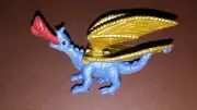 Fire-breathing blue dragon figure with gold wings, fantasy, medieval, D&D, mini