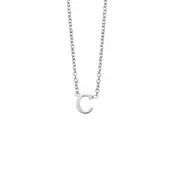 Sterling Silver Necklace With Initial Pendant C