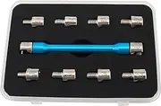 Windance Spoke Spanner Kit, 5.0-6.8mm Steel Spoke Nipples CNC Aluminum Spoke Wrench Set for Most Motorbike Dirt Bike Scooter, (Blue)