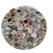 Round Wild Agate Counter Coffee Table, Handmade Furniture, Agate Living Room Dec