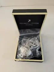 Killarney Crystal OWL Hearts Keychain White Enamel Made in Ireland QVC NEW