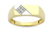 Bevilles Men's Diamond Set Tablet Ring in 9kt Yellow Gold
