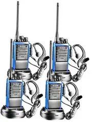 Rechargeable Long Range Two-Way Radios with Earpiece 4 Pack AR-6 Walkie Blue