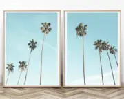 Set of 2 Palm Tree Beach Matching Wall Art Prints. A3 A2 A1