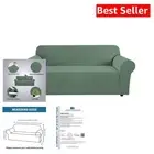 Non-Slip Loden Frost 4-Seater Sofa Cover - Stylish Jacquard Fabric Protection