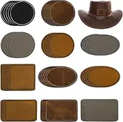 60 PCS Assorted Leatherette Patches, PU Leather Patches for DIY, Iron on Heat Press Leather Patches for Engraving, Decorative Leather Pieces for Hats Clothes Shoes Bags Leather Items Repair