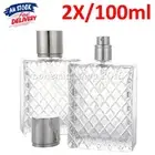 2PCS 100ml Perfume Atomizer Empty Flat Glass Spray Bottle Refillable Container