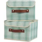 2PCS Storage Boxes with Lid 3D Textured Fabric Storage Bins Closet Organizer ...