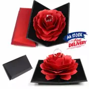 Rose Ring Box Wedding Jewelry Storage Shape Case Engagement Proposal Rhombus