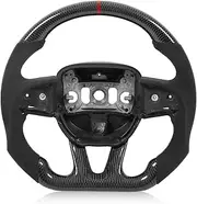Steering Wheel, Carbon Fiber Steering Grip Wheel Cover Compatible with 2015-2021, Suede Red Stitching Steering Wheel Replacement