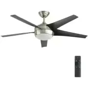 HDC Windward IV 52 in. Indoor LED Brushed Nickel Ceiling Fan Dimmable Light Kit