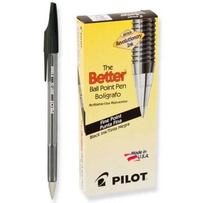 35011 Pilot The Better Stick Ballpoint Pen, Black Ink, Fine 0.7mm, Box of 12