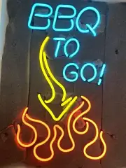 BBQ To Go Fire 20"x14" Neon Sign Lamp Light Artwork Display Glass Visual Wall AL