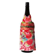 Wano Kura Kimono Bottle Cover – 1.8L Sake, Chirimén Red/Black, Japan-made