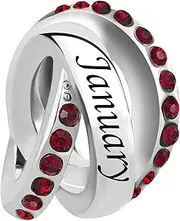 NARTGO January-December 12 Months Colors Birthstone Happy Birthday Charm Compatible with Pandora Charms Bracelets
