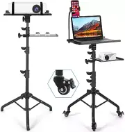 Projector Stand with Wheels, Laptop Tripod Stand with Phone Holder, Rolling Lapt