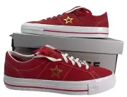 Converse One Star Pro Ox Low Top White Suede VARSITY RED A06646C Men's Size 13