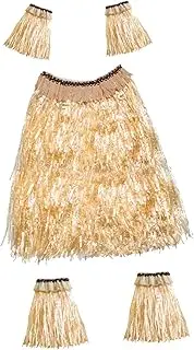 Hawaiian Skirt Hawaiian Grass Skirt Elastic Skirt Ladies Tropical Skirt Costume Skirt for Party Favors Carnival Fancy Dress, Yellow