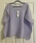 NWT $138 Eileen Fisher Wisteria Organic Cotton Lofty Gauze Ballet Neck Top 1X 2X