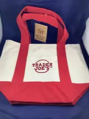 RED- Trader Joes Red Mini Canvas Tote Bag NWT NEW