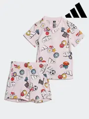 adidas Pink Essentials Fun All-Over Print 100% Cotton Shorts and T-Shirt Set (E67925) | $58