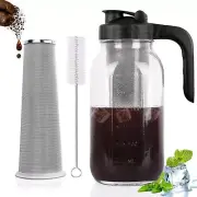 64oz Cold Brew Coffee Maker Pitcher Glass Mason Jar Pitcher with Handle