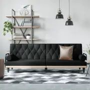 vidaXL Sofa Bed with Armrests Black Fabric