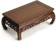 Bonsai Pedestal,Vase Base,Vase Bonsai Base,Vase Base,Stand Wooden Base Rectangle Rectangular Shape Pedestal with Carved Handcrafts ，Brown Chinese Display Stands (Size : Small) ( Size : M ) ( Color : O