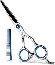 Coolala Stainless Steel Hair Cutting Scissors 6.5 Inch Hairdressing Razor Shears Professional Salon Barber Haircut Scissors, One Comb Included, Home Use for Man Woman Adults Kids Babies