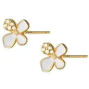 ANYCO Fashion Earrings Gold Plated 925 Sterling Silver Cute White Flower Stud for Women Teen Girl Jewelry Gift