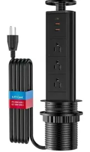 Toma de corriente desplegable con puertos USB,