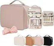 [Generic] Multi-Compartment Toiletry Cosmetics Bag,Multi Compartment Toiletry Cosmetic Bag,Consulbefor Bag-Set Patient Travel Makeup Bag,Set Patient Cosmetic Bag (Pink)