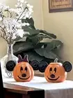 Disney Mickey & Minnie Mouse Halloween Pumpkin Cookie Jar Canister Set Of 2 NEW