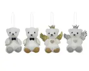 bulk 24 Xmas Gold/Silver Teddy Bear Hanging 4 Assorted 5x7cm