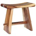 Solid Suar Wood Stool Polyresin Bathroom Kids Low Height Wooden Seat vidaXL