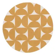 Almere Gold and Ivory Geometric Washable Round Rug