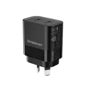 Simplecom Cu221 Dual Usb C Fast Wall Charger Pd 20W For Phone Tablet