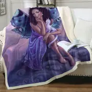 Fantasy Art Gorgeous Black Girl Dragon Fairy Throw Blanket