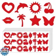 Whaline 240Pcs Tanning Sunbathing Stickers Heart Dolphin Sun Cherry Lip Tree