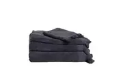 4pc Canningvale Capri Rib Two-Ply Soft Cotton Bath Hand Face Towel Set Slate