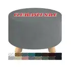 MAXIJIN Velvet Ottoman Cover Round Stretch Round Ottoman Covers Slipcover Was...