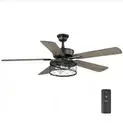 Hampton BayAshtead 52 in. LED Indoor Matte Black Ceiling Fan with Light and Re