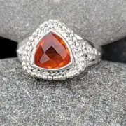 Offerings Sajen SS One-of-a-Kind Celestial Orange Quartz Trillion Ring Sz. 7.5