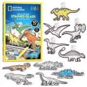 NATIONAL GEOGRAPHIC Kids Stained Glass Kit - Glow in the Dark Dinosaur Toys, ...