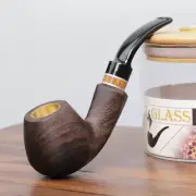 3 in 1 Wooden Tobacco Pipe 9mm Filter Bent Curved Stem Handmade Smoking Pipe