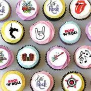 Rock and Roll Music Pre-cut Mini Edible Icing Cupcake or Cookie Toppers