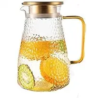 Tea Teapot with Infuser 1500ml/52.9 Ounces Glass Water Pitcher with Lid and Handle,Juice Pitcher,Cold Water Pitcher,Heat Glass Carafe Pitcher with Lid for Tea,Juice,Milk.