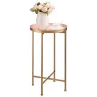 Small Round Metal End Table, Accent Indoor&Outdoor Coffee Side Table, Snack