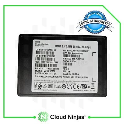 HPE Samsung 7.68TB 2.5" PM893 SATA MZ7L37T6HBLA-00AH3 SSD P44000-006 P40501-B21